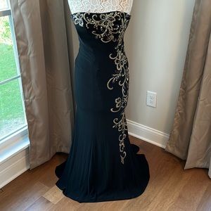 Black and Gold Formal Prom Dress